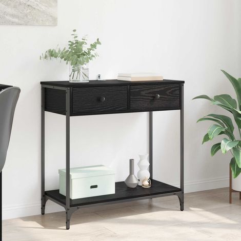 vidaXL Tavolo consolle Rovere Nero 75 x 34,5 x 75 cm Legno