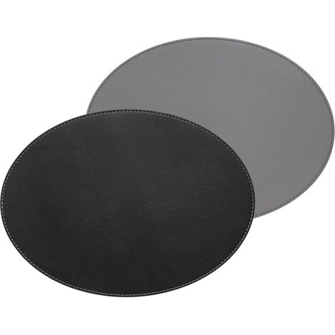 set de table réversible ovale, gris et noir, 45 x 34 cm (1/3)