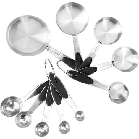 Ensemble de 10 cuillères à mesurer et verres doseurs - Acier inoxydable - Quantités exactes - Ustensile de cuisine (1/5)