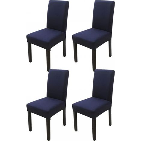 Housse de chaise à dossier haut bleu marine 4 pièces, 383847cm, moderne, élastique et lavable, adaptée aux salles à manger et aux cuisines (1/5)