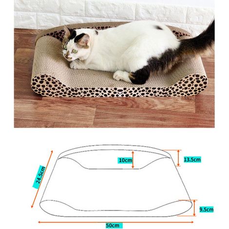 Griffoir pour chat de 50 cm en papier ondulé avec support dorsal, en forme de canapé, accessoire pour animaux de compagnie (1/3)