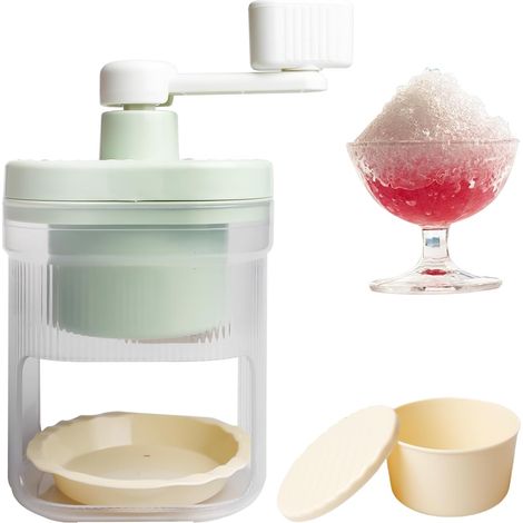 Trituradora de hielo manual: 1 trituradora de hielo manual pequeña, máquina de hielo, para bar y cocina (verde) (1/5)