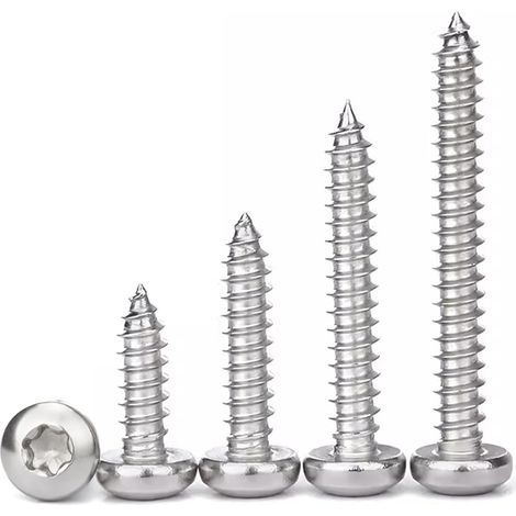 Vis M4 A Bois Tete Ronde Inox Terrasse M4x25mm Vis Autotaraudeuses Placo en Acier Inoxydable 304 Filetage Complet Fixation du Bois, 50 Pièces (1/5)
