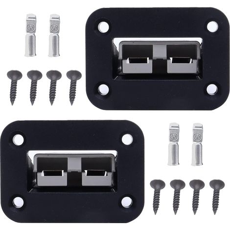2 pièces 50 A prise encastrée Anderson prise de charge, jeu de prises support de montage panneau couverture pour caravane bateau camion chariot élévateur noir (1/5)