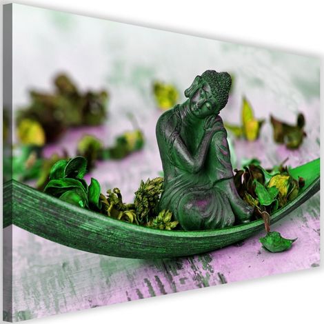 Tableau sur toile Bouddha Inde Religion Vert 60x40 (1/5)