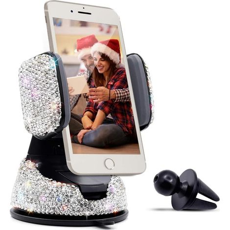 Support Téléphone Voiture Pare-Brise Tableau De Bord Climatisation - Réglable 2,3 À 3,06 Pouces - Rotation 360° - Universel Pour Smartphone Et GPS (1/5)