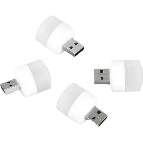 Lot de 5 mini veilleuses LED USB portables, petites lampes rondes à lumière blanc chaud (1/4)