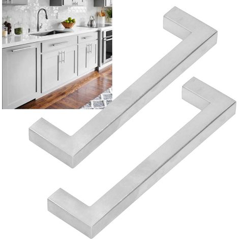 4 Sets Edelstahlgriffe für Schubladen, Möbel, Holztüren und Glastüren, 12 x 12 x 128 mm. (1/5)