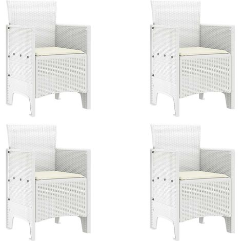 Chaise de jardin 4 lot de 2 Chaises d'extérieur Blanc 53 x 49 x 85 cm Polypropylène (1/5)