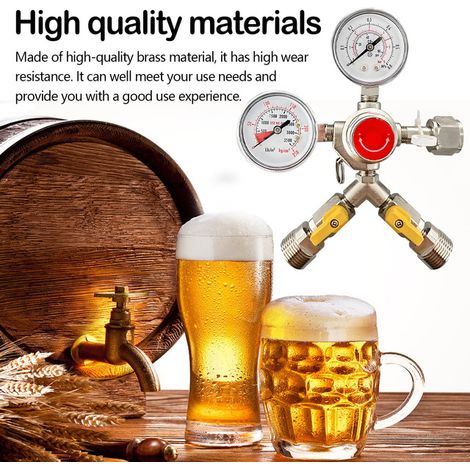 Détendeur CO2 pour Bière Régulateur de Pression avec Double Manomètre Raccord W21.8 G3/4 Male de Distribution d'Énergie pour Système de Brassage Maison et Brasserie Commerciale (1/5)