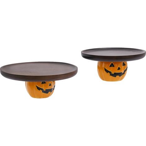 Alzata per torta, design festivo con zucca e forma rotonda, set da 2 pezzi, arancione (1/2)