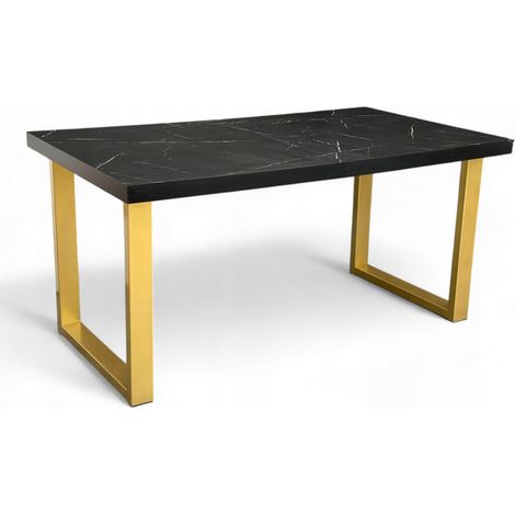 Esstisch Marmor Schwarz 80x140-240 cm ausziehbar, Gold Metallbeine (1/5)
