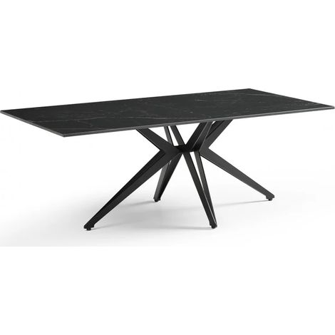 Table basse 120x60 cm céramique noir marbré pied étoile - INDIANA 06 (1/5)