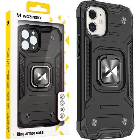 Funda híbrida reforzada Wozinsky Ring Armor para iPhone 14 Plus con soporte magnético, color negro. (1/5)