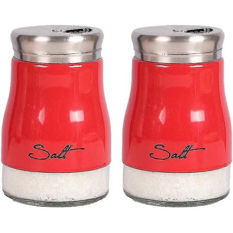 Ensemble de salière et poivrière, Décoration de cuisine, Ensemble de salière et poivrière en verre, Jolie salière - 26-red (1/5)