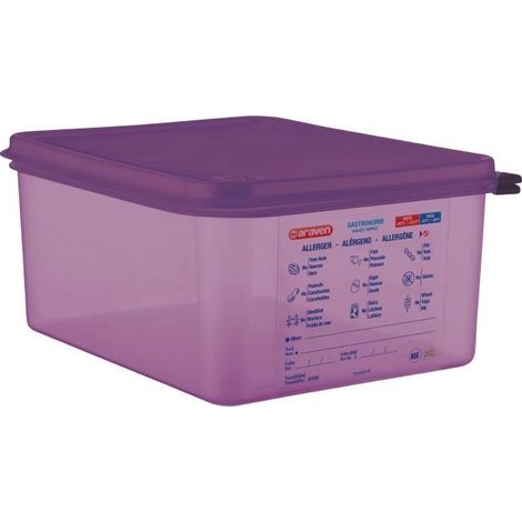Bac Hermétique Violet Anti Allergénique 10 L GN 1/2 - Araven (1/3)
