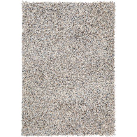 Tapis shaggy 160x230 beige tufté en laine rectangle motif faux uni YOUNG (1/3)