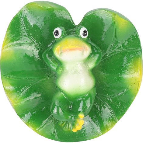 Ornement pour bassin artificiel Lotus flottant Frog en résine écologique pour jardin aquatique aquarium - 12x12.5x5.5cm - 162g (1/5)