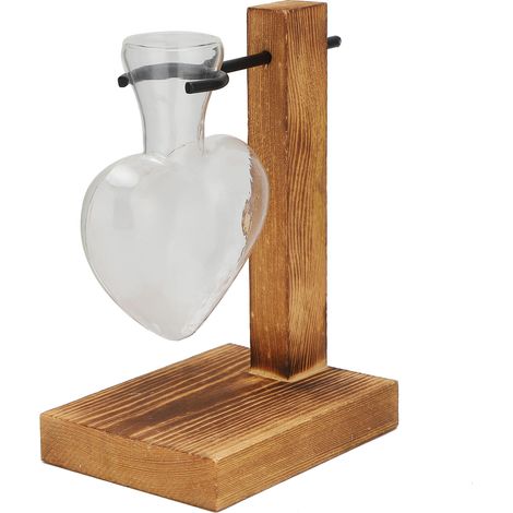 Vase en Verre Transparent pour Fleurs Séchées - Décoration de Bureau en Bois Hydroponique (1/5)