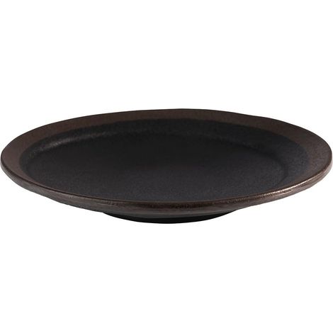 Assiette Ø 20,5 cm hauteur 2,5 cm mélamine noir avec bord brun (1/5)