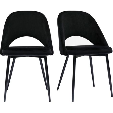Sedie vintage in velluto nero e base metallo (set di 2) COSETTE