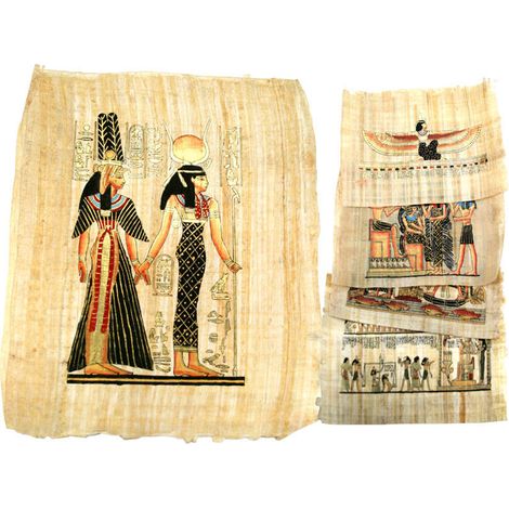 Feuille de papyrus égyptien à décor pour l'écriture et la peinture.