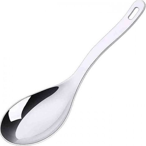 1 Cuillère de service,Acier inoxydable,Long manche 24,5 cm,Trou de suspension,Soupe riz dessert (1/4)