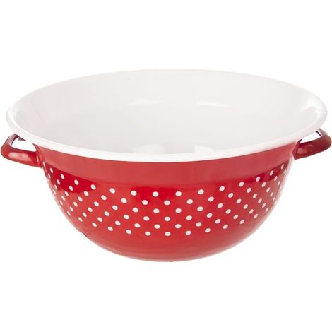 Ciotola da cucina TECKA smaltata rossa a pois 34 cm, 9 l (1/3)