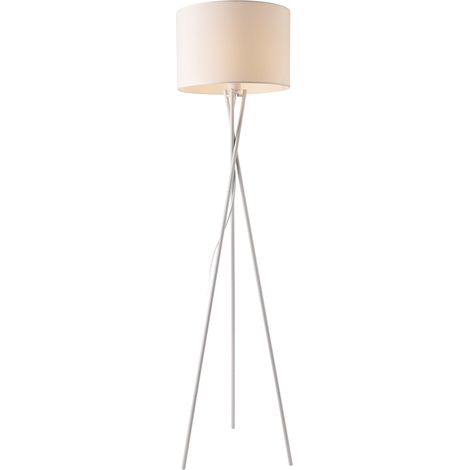 Lámpara de pie Grenoble - Trípode - 154 x Ø38 cm - Metal Tela - blanco - 1 x E27 - 60W [lux.pro]