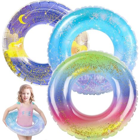 Ensemble de 3 bouées gonflables pour enfants de 4 à 10 ans, pour la natation en piscine et à la plage, et pour les fêtes aquatiques d'été.-AquaForge (1/5)