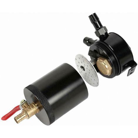 Récupérateur d'huile compact en aluminium avec 2 orifices et vanne de vidange pour systèmes de réservoir de carburant (1/5)