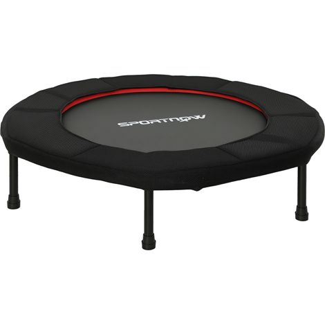 Trampolino fitness, Ø 102 cm, trampolino per esercizi, piedini antiscivolo, telaio in acciaio, portata 100 kg, rosso