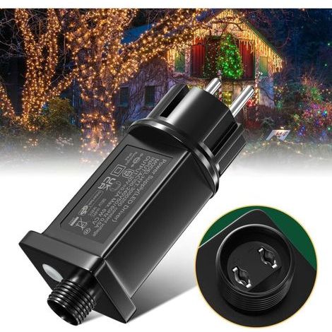 Tobebright Transformateur LED 31V 6W, IP44 Alimentation LED Basse Tension avec 8 Modes, Fonction de Minuterie et de Mémoire, Adaptateur de Remplacement pour Éclairage de Noël Rideau Lumineux (1/4)