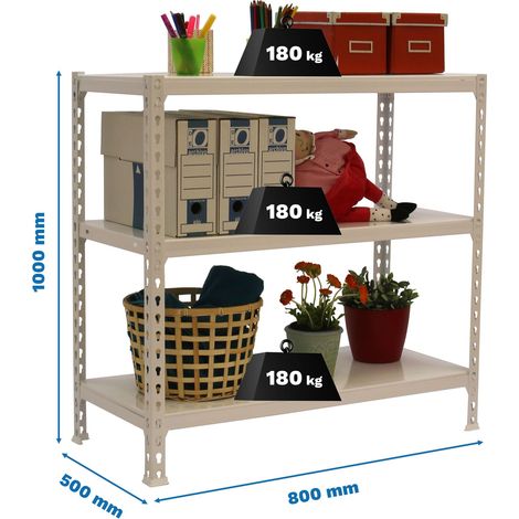 Simonrack Moderne Metallregal Weiß Silber 3 Ebenen