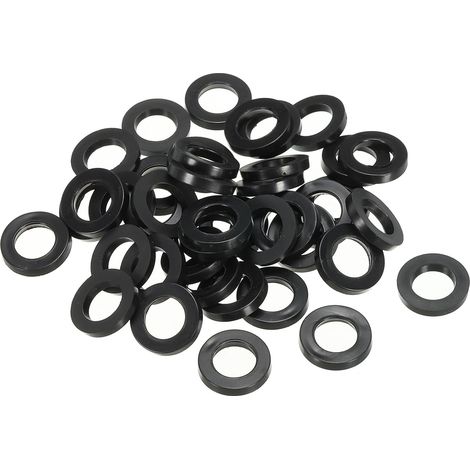 Joint Plat En Caoutchouc M10, 80 Pièces 10mm Diamètre Intérieur 16mm Diamètre Extérieur 2.5mm Épaisseur Joint D'Étanchéité Rondelle Pour Robinet Tuyau Raccord Boulon, Noir (1/5)