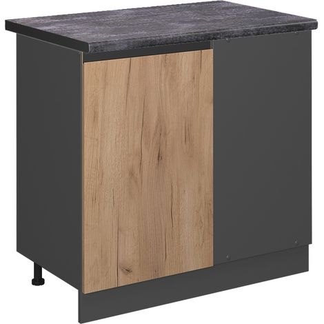 Mobile ad angolo cucina R-Line, Quercia dorata, 86 cm , PL Antracite, Vicco