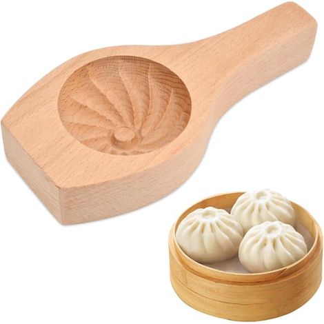 Moule à brioches vapeur - Moule en bois à faire soi-même pour brioches vapeur et gâteaux de lune - Cuillère à garnir - Ustensiles de cuisine - Brioches vapeur - Raviolis (1/5)