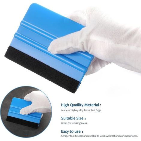 Kit d'essuie-glaces pour vitres teintées et pose d'autocollants - 12 pièces, rouge + bleu + noir + jaune (1/4)