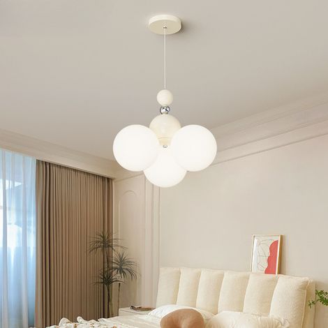 Lustre créatif, suspension LED, plafonnier suspendu, 3 températures de couleur réglables, hauteur réglable, 36 cm x 32 cm, beige (1/5)