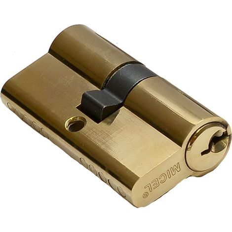 MICEL - 13144 - Cilindro per segatura, sicurezza, profilo europeo, con camma corta, centrato, 30 x 30, chiavi incluse, finitura ottonata, colore oro, 60 x 17 x 33 mm