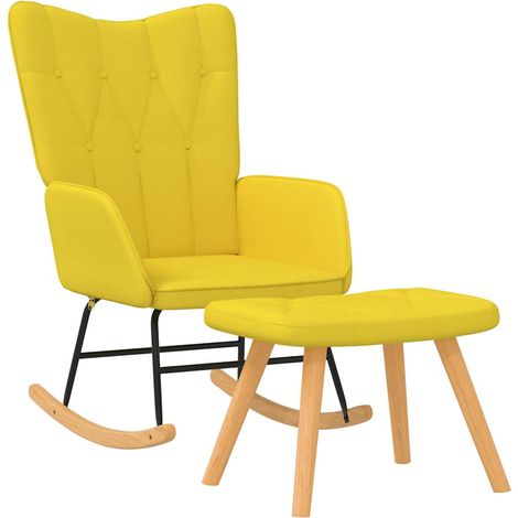 Maison Exclusive - Schaukelsessel mit Hocker Senfgelb Stoff (1/5)