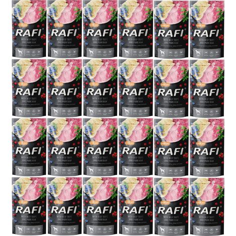 Dolina Noteci Rafi Nassfutter für Hunde, Rindermägen, Schinken, Blaubeeren, 24 x 500 g (1/2)