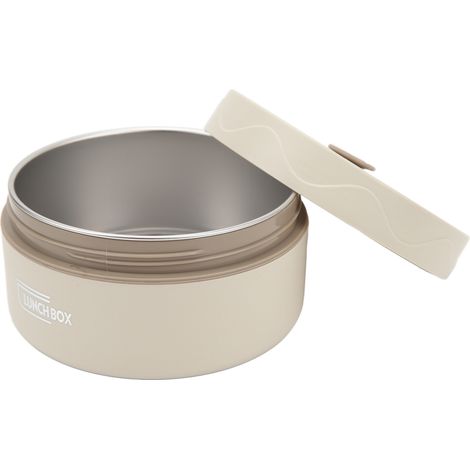 Boîte de cuisson isotherme 420 ml en acier inoxydable 304, double paroi, format rond, beige, compatible micro-ondes (1/5)
