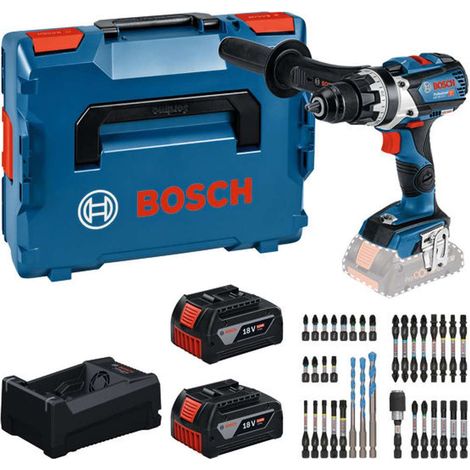 Set di utensili Bosch: GSR 18V-110 C + 2x GBA 5.0Ah + GAL 12V\/18V-80 + set di bit in L-BOXX