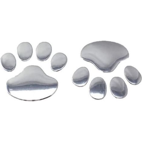 Lot de 10 autocollants décoratifs 3D pour voiture et moto - Empreintes de pas et pattes créatives argentées (1/3)