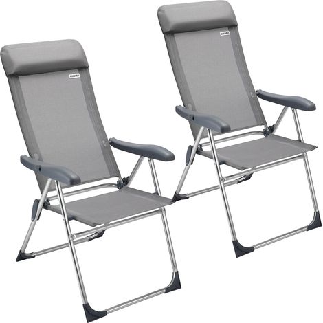 Casaria – Lot de 2 chaises de camping pliantes en aluminium – Dossier haut réglable 6 positions – Assise confortable et anti-transpirante – Ultra-légères