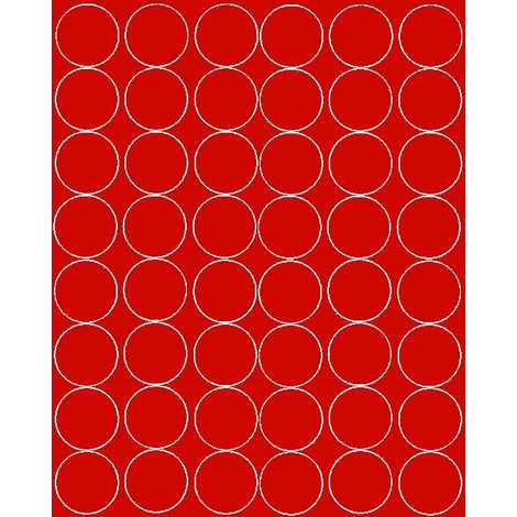 Autocollants ronds de 6 cm, 48 pièces, rouge mat