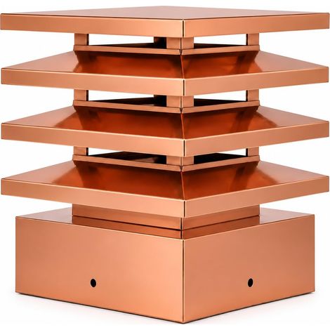 Maka Comignolo Architettonico, Terminale per Canna Fumaria Camino Stufa a Legna Pellet e Gas, Cappello Antipioggia Design Architettonico Rame 570x570 mm