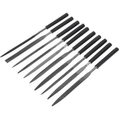 Lot de 10 limes à aiguilles en alliage d'acier trempé - Mini lime à bijoux - Comprend une lime demi-ronde, une armoire plate, une ronde, une carrée, une triangle, et plate (1/5)