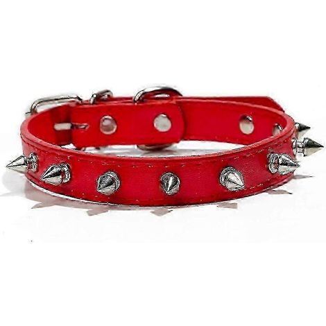 Colliers pour petits chiens en cuir uni, résistants aux morsures et réglables, rouge XL (1/5)